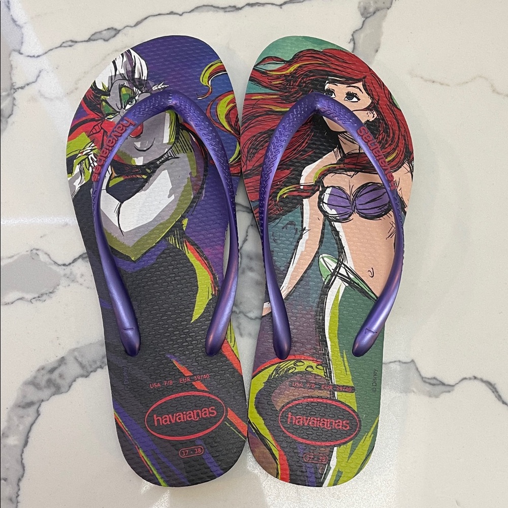 Havaianas Disney Flip Flops with Purple and Red Accents